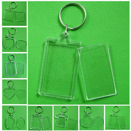 Rectangle Transparent Blank Acrylic Insert Photo Picture Frame Keyring Keychain DIY Split Ring Key Chain Gift