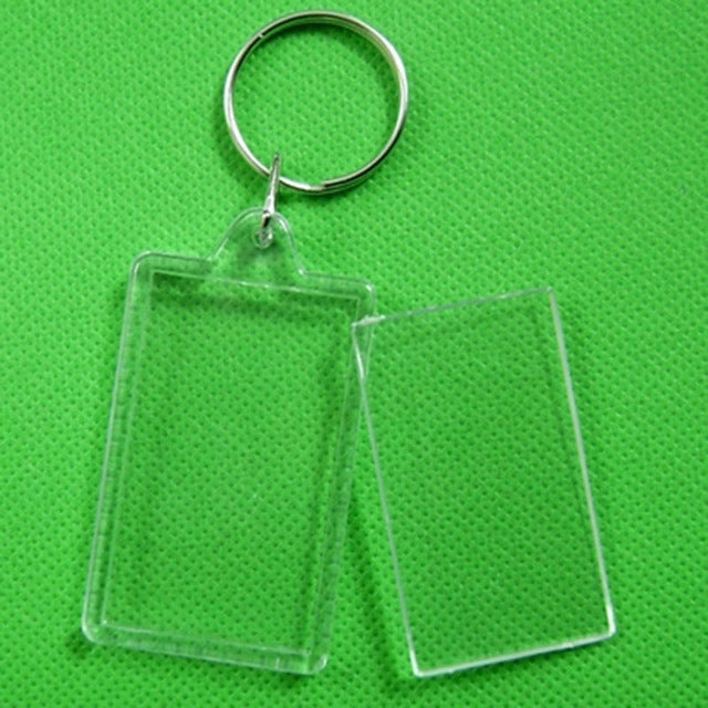 Rectangle Transparent Blank Acrylic Insert Photo Picture Frame Keyring Keychain DIY Split Ring Key Chain Gift