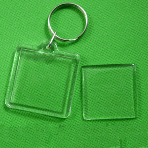 Rectangle Transparent Blank Acrylic Insert Photo Picture Frame Keyring Keychain DIY Split Ring Key Chain Gift